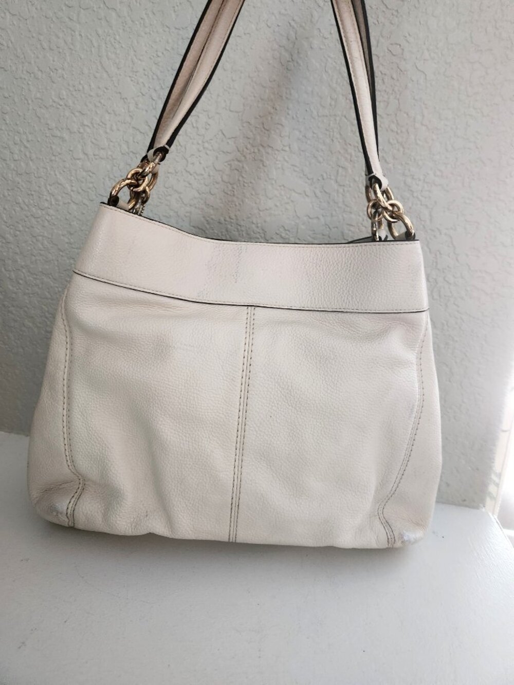 Coach Lexy White Leather Tote Bag Purse - Picture 3 of 11